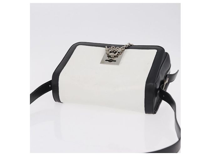 Céline CELINE Shoulder Bag Leather White Black Silver - vista 6