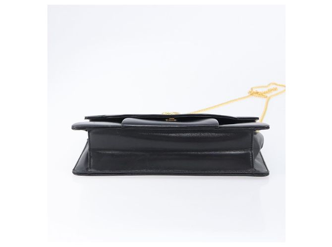Christian Dior Chain Shoulder Bag Leather Black Gold - vista 10