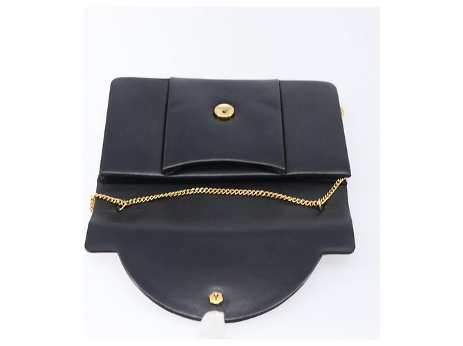 Christian Dior Chain Shoulder Bag Leather Black Gold - vista 18