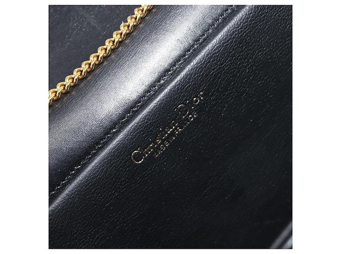 Christian Dior Chain Shoulder Bag Leather Black Gold - vista 19