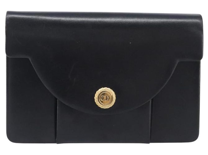 Christian Dior Chain Shoulder Bag Leather Black Gold - vista 2