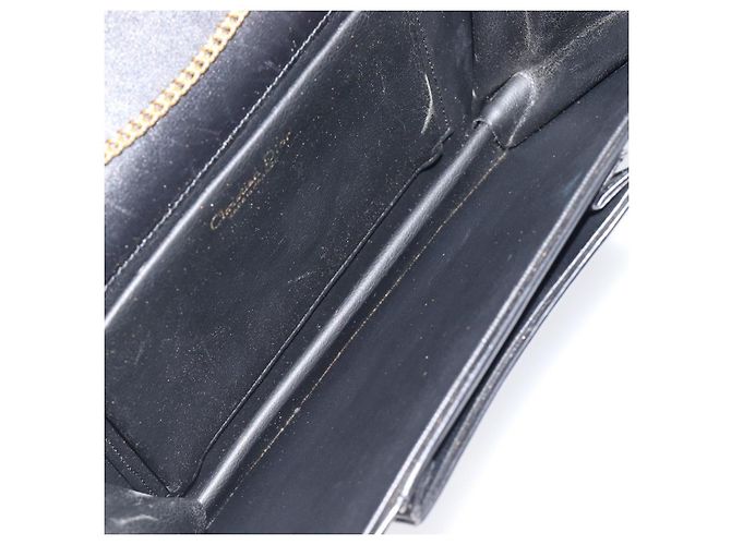 Christian Dior Chain Shoulder Bag Leather Black Gold - vista 20
