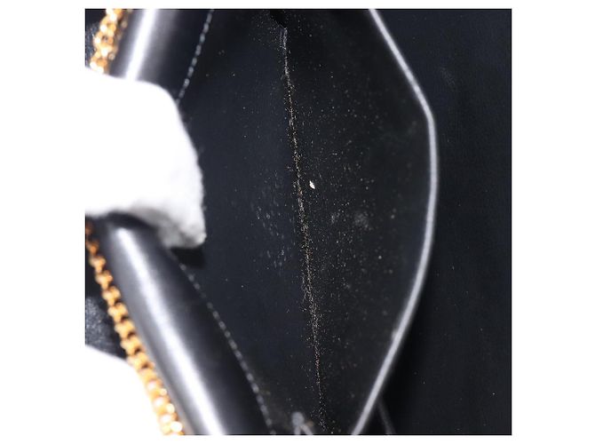 Christian Dior Chain Shoulder Bag Leather Black Gold - vista 23