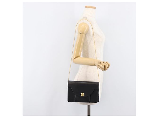 Christian Dior Chain Shoulder Bag Leather Black Gold - vista 26