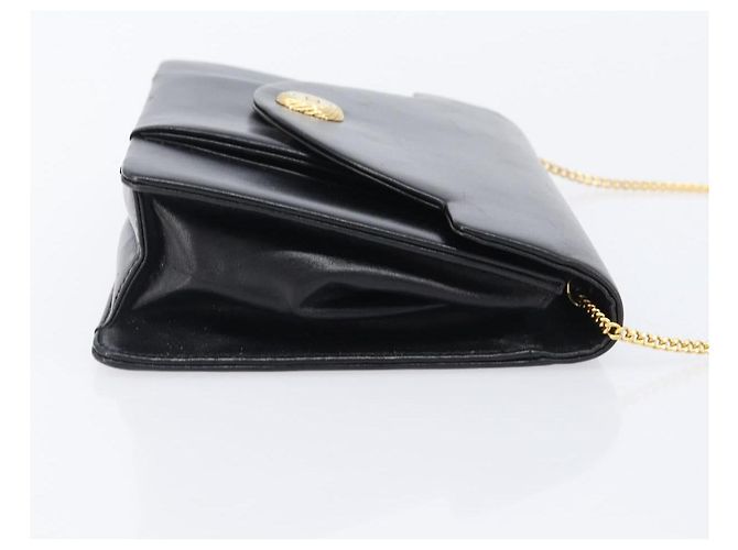 Christian Dior Chain Shoulder Bag Leather Black Gold - vista 4