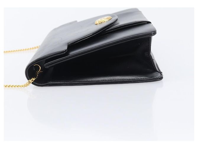 Christian Dior Chain Shoulder Bag Leather Black Gold - vista 5