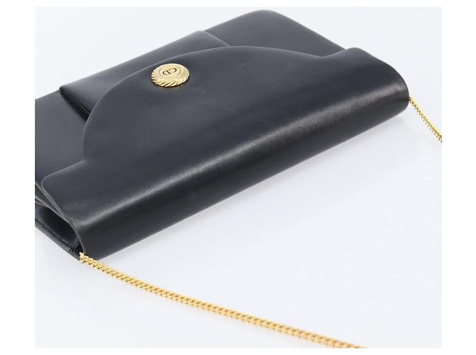 Christian Dior Chain Shoulder Bag Leather Black Gold - vista 6