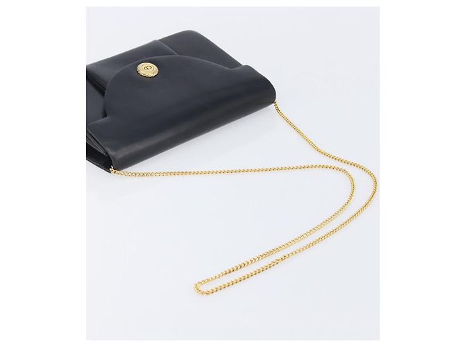 Christian Dior Chain Shoulder Bag Leather Black Gold - vista 7