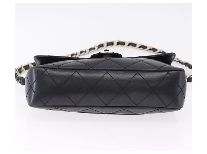 CHANEL Matelasse Chain Shoulder Bag Lamb Skin Black Silver CC - vista 10