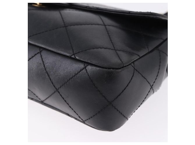 CHANEL Matelasse Chain Shoulder Bag Lamb Skin Black Silver CC - vista 12