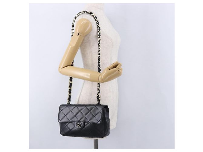 CHANEL Matelasse Chain Shoulder Bag Lamb Skin Black Silver CC - vista 27