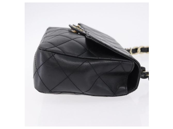 CHANEL Matelasse Chain Shoulder Bag Lamb Skin Black Silver CC - vista 5