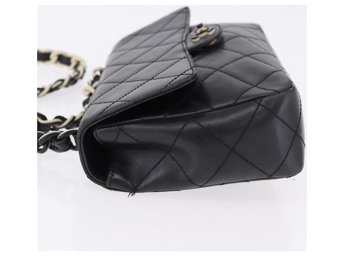 CHANEL Matelasse Chain Shoulder Bag Lamb Skin Black Silver CC - vista 6