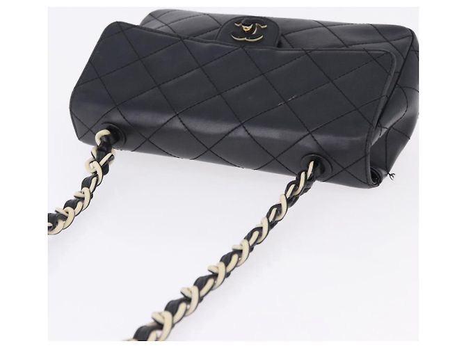 CHANEL Matelasse Chain Shoulder Bag Lamb Skin Black Silver CC - vista 7
