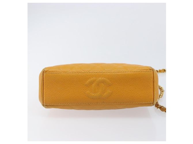 CHANEL Matelasse Chain Shoulder Bag Caviar Skin Yellow Gold CC - vista 10