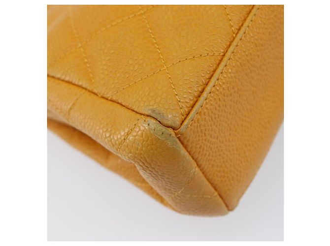 CHANEL Matelasse Chain Shoulder Bag Caviar Skin Yellow Gold CC - vista 14