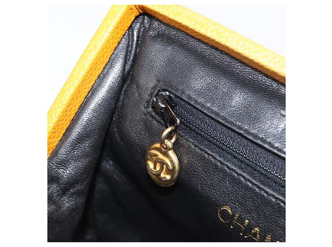 CHANEL Matelasse Chain Shoulder Bag Caviar Skin Yellow Gold CC - vista 23
