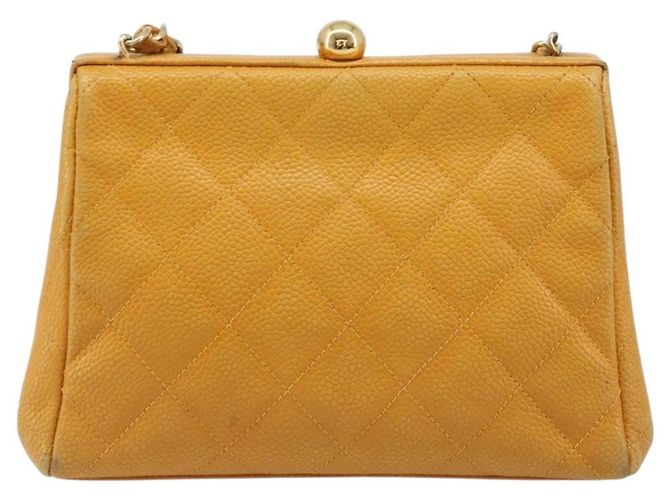 CHANEL Matelasse Chain Shoulder Bag Caviar Skin Yellow Gold CC - vista 3