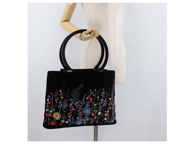Salvatore Ferragamo Tote Bag Velor Black Silver - vista 20