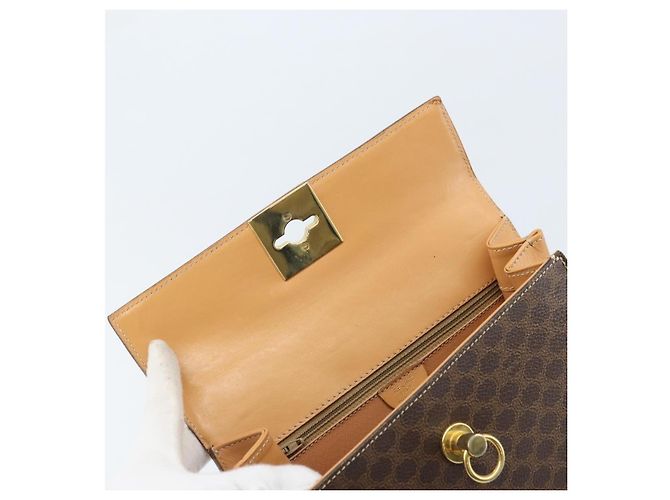 Céline CELINE Bolsa de mão em lona Macadam PVC Couro Castanho Dourado - vista 10