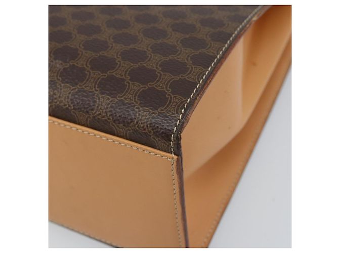 Céline CELINE Bolsa de mão em lona Macadam PVC Couro Castanho Dourado - vista 14