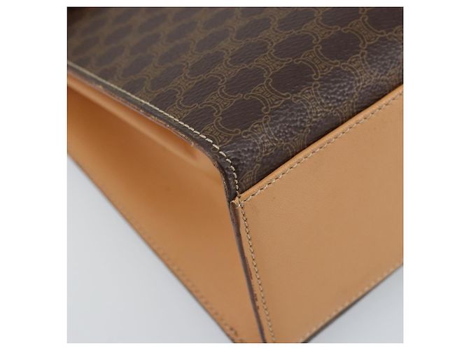 Céline CELINE Bolsa de mão em lona Macadam PVC Couro Castanho Dourado - vista 15