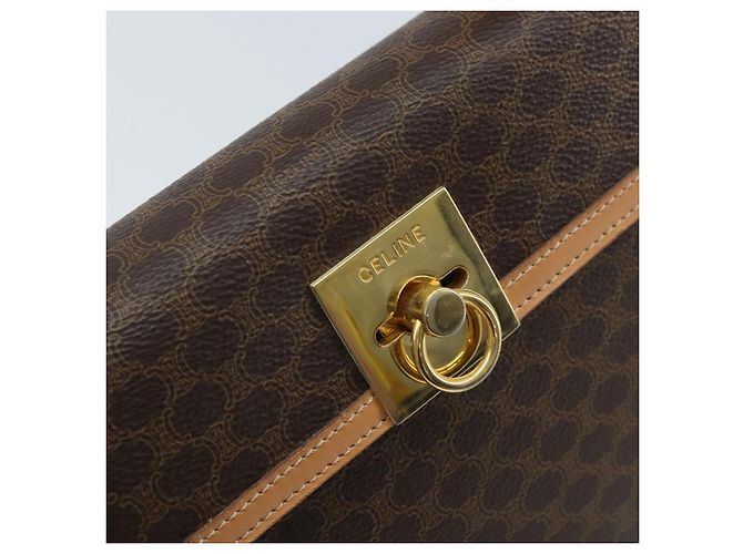 Céline CELINE Bolsa de mão em lona Macadam PVC Couro Castanho Dourado - vista 17
