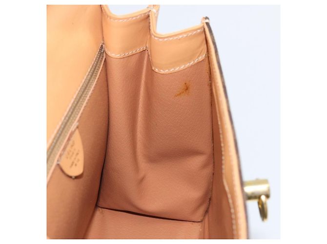Céline CELINE Bolsa de mão em lona Macadam PVC Couro Castanho Dourado - vista 18