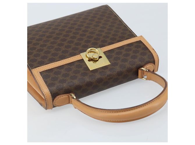 Céline CELINE Bolsa de mão em lona Macadam PVC Couro Castanho Dourado - vista 6