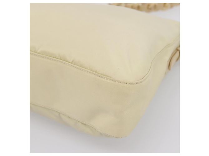 PRADA Chain Shoulder Bag Nylon Ivory Silver - vista 10