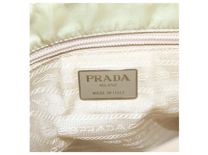 PRADA Chain Shoulder Bag Nylon Ivory Silver - vista 15