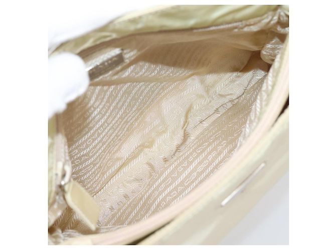 PRADA Chain Shoulder Bag Nylon Ivory Silver - vista 16