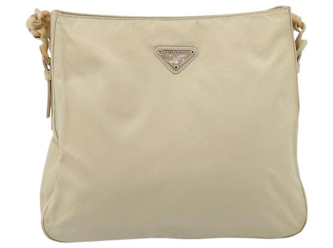 PRADA Chain Shoulder Bag Nylon Ivory Silver - vista 2