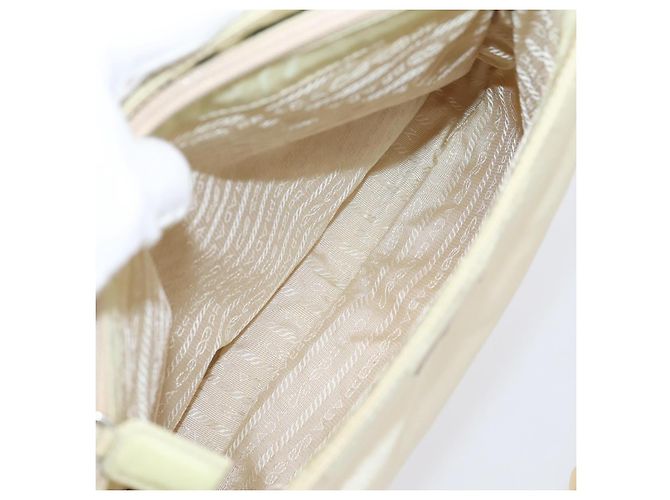 PRADA Chain Shoulder Bag Nylon Ivory Silver - vista 24