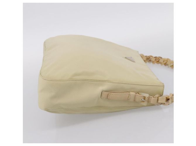 PRADA Chain Shoulder Bag Nylon Ivory Silver - vista 5