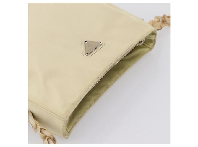 PRADA Chain Shoulder Bag Nylon Ivory Silver - vista 6