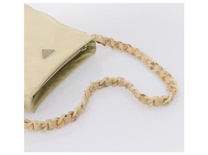 PRADA Chain Shoulder Bag Nylon Ivory Silver - vista 7