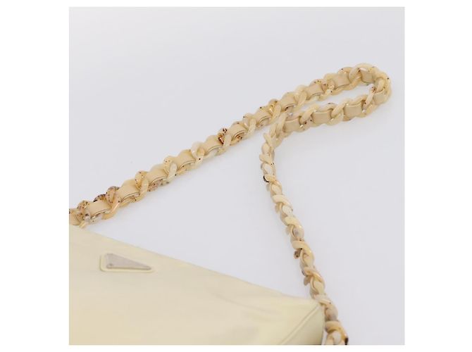 PRADA Chain Shoulder Bag Nylon Ivory Silver - vista 8