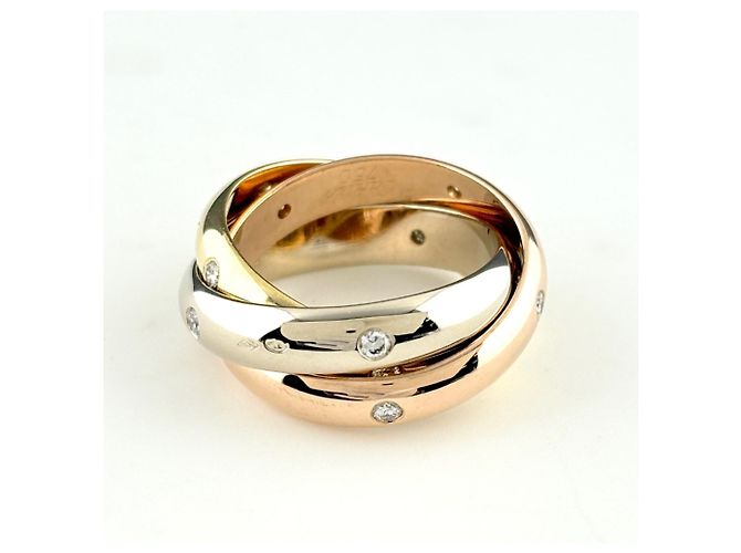 Anello Cartier Trinity in oro rosa bianco e giallo 18K con diamanti - vista 2