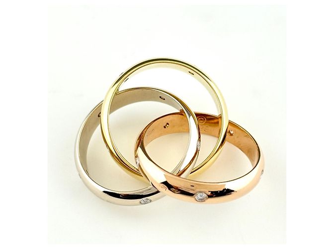 Anello Cartier Trinity in oro rosa bianco e giallo 18K con diamanti - vista 3