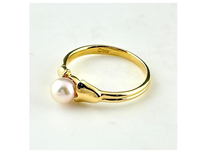 Christian Dior Ring aus Gelbgold mit Perle - Ansicht 2