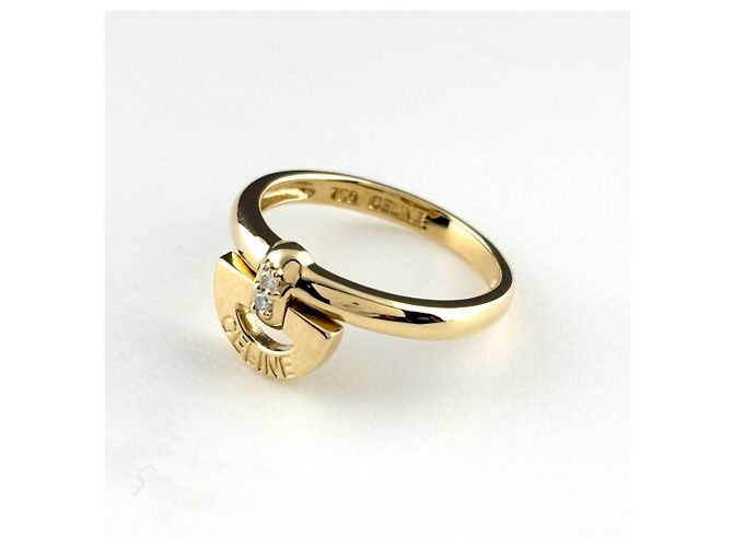 Céline Anillo banda Celine de oro amarillo con diamantes - vista 2