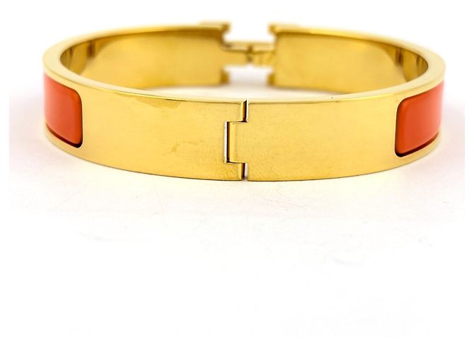 Bracciale Hermès Click H in Oro e Arancione - vista 3
