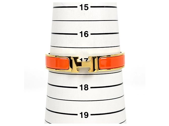 Bracciale Hermès Click H in Oro e Arancione - vista 5
