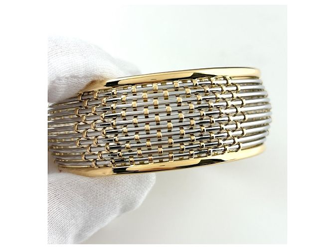 Bracciale rigido Cartier in oro giallo 18K e acciaio inossidabile - vista 2