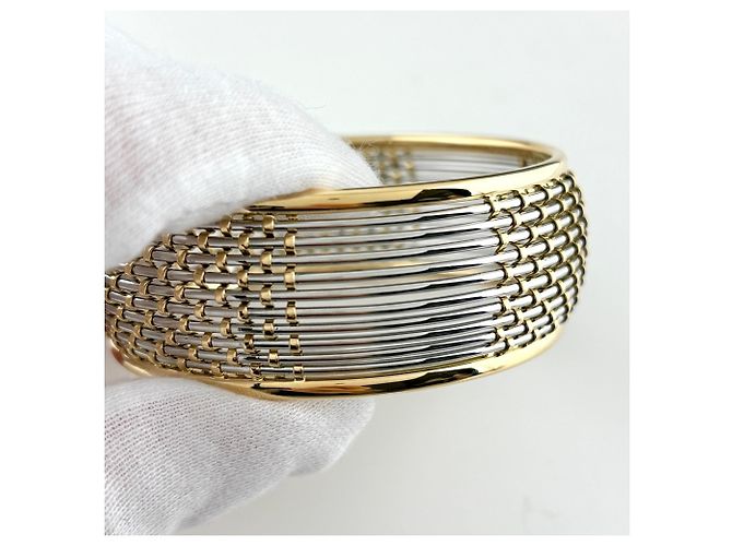 Bracciale rigido Cartier in oro giallo 18K e acciaio inossidabile - vista 3