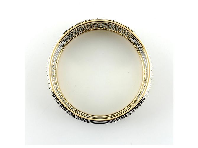 Bracciale rigido Cartier in oro giallo 18K e acciaio inossidabile - vista 4
