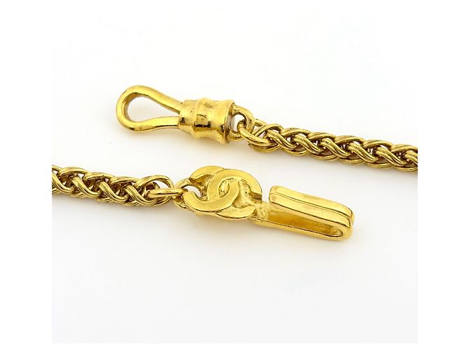 Collana lunga Chanel oro e verde - vista 2