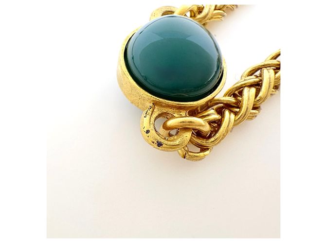 Collana lunga Chanel oro e verde - vista 3