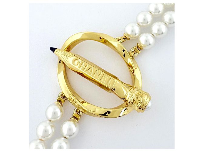 Collana Chanel a doppio giro di perle finte - vista 2